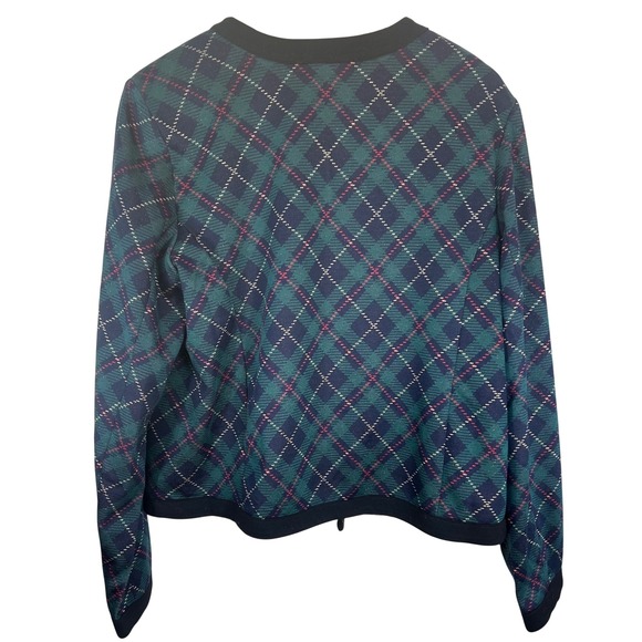Tommy Hilfiger Women Tartan Party Blazer Jacket Gold Buttons Navy Green Red L - Picture 8 of 11
